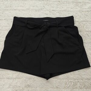 Loft Black Shorts Womens Medium Office Career Tie Waist Alt Goth Dark Academia